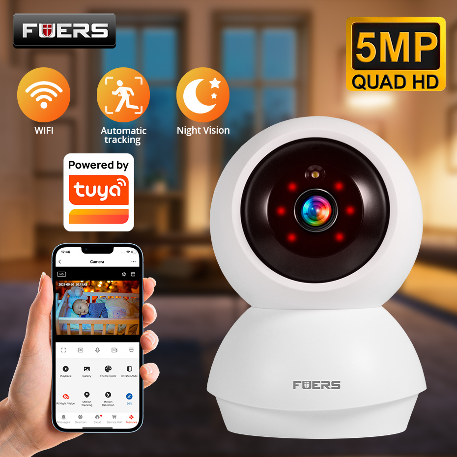 Home Security Ai - Câmera WiFi Fuers 5MP para Casa,