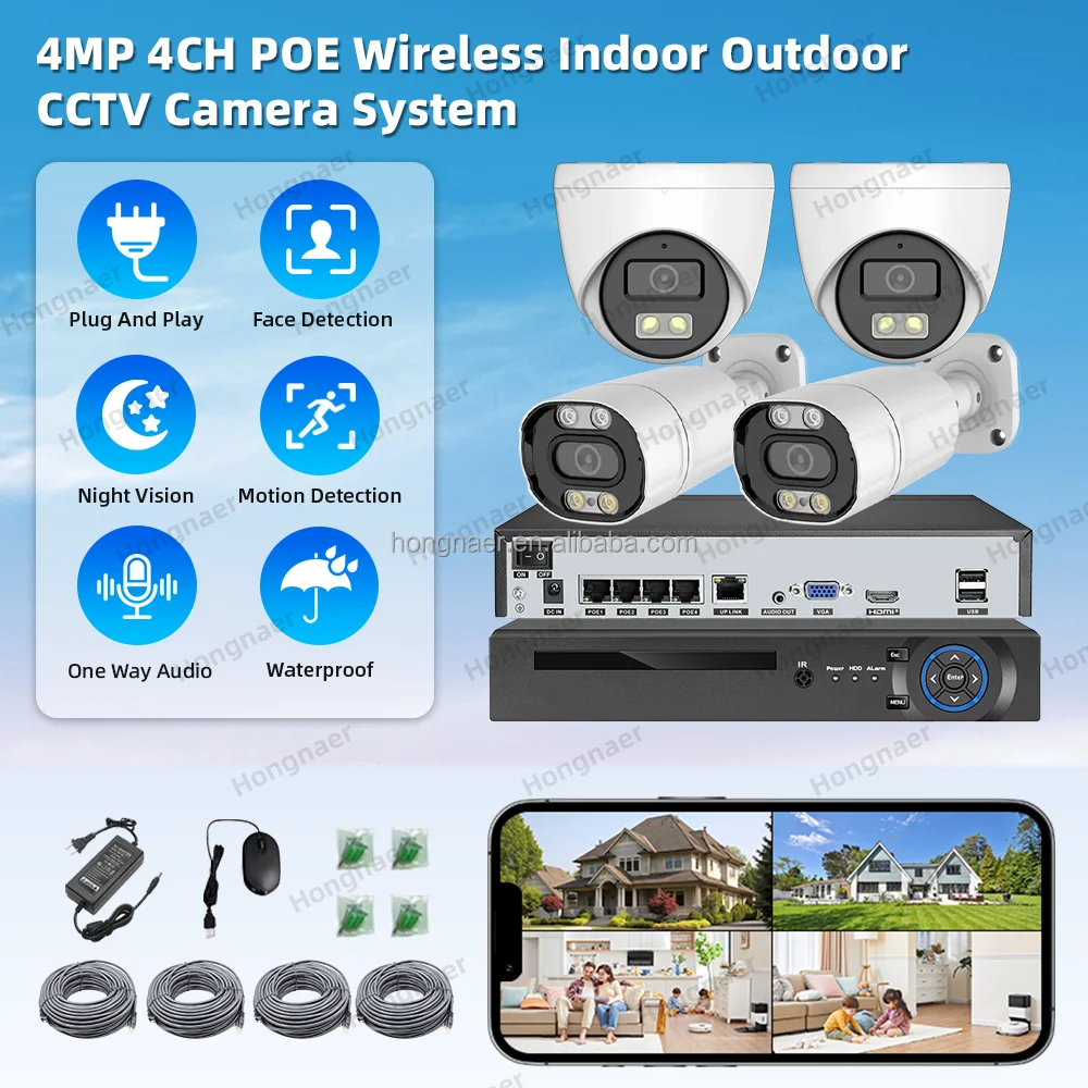 2026 Hongnaer 4MP 4 Canais Sis - Home Security Video Systems avaliação e preço