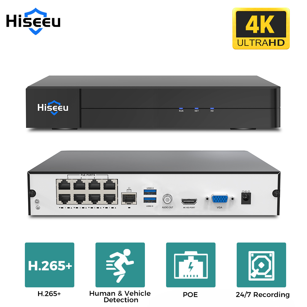 Hiseeu 8CH 4K PoE NVR Rede Gra - Home Security With Camera avaliação e preço