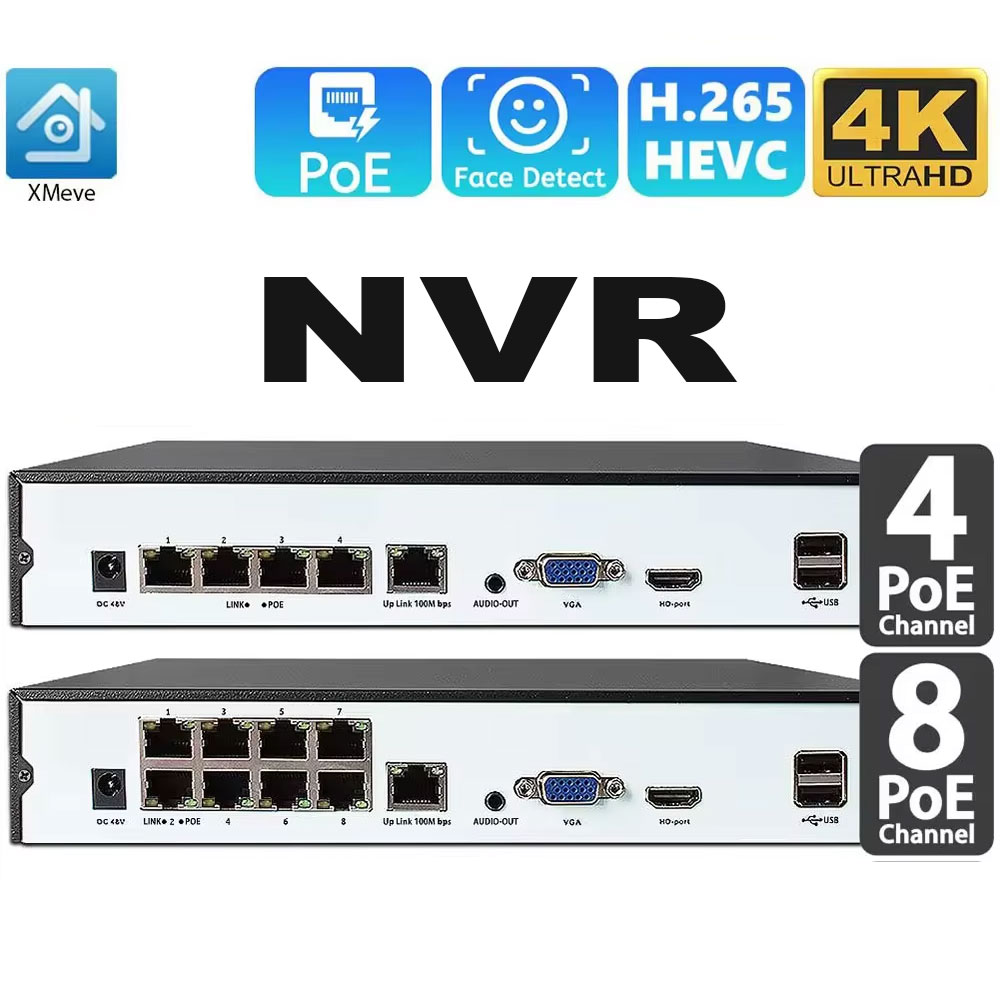 4ch 8ch 48v poe 4k nvr onvif h - Home Security With Camera avaliação e preço