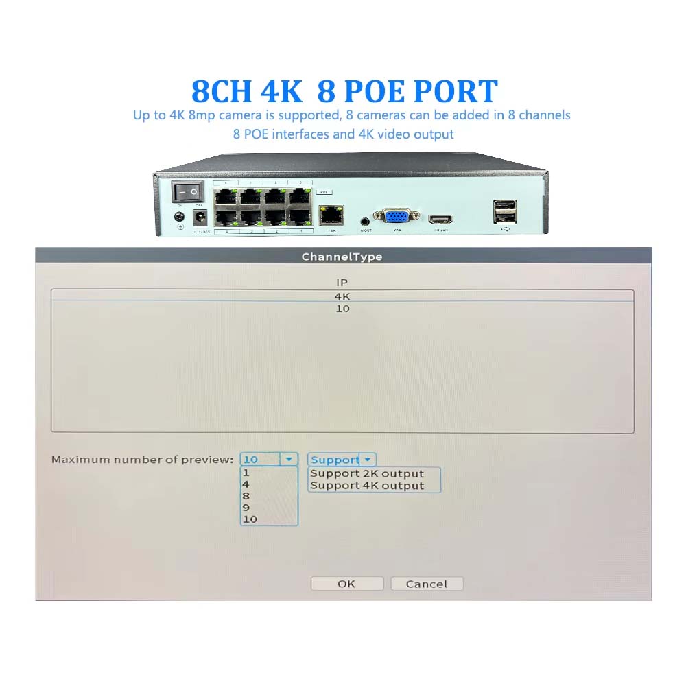 NVR 4K 10CH 4/8 Portas POE par - Home Security With Camera avaliação e preço