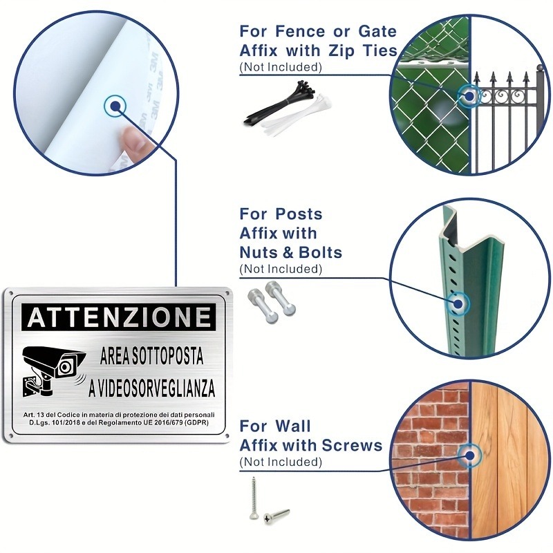 Sinal de Segurança Italiano 20 - Home Security With Camera avaliação e preço